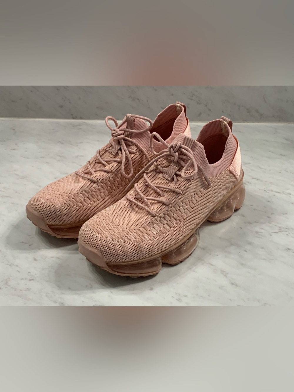 Forever Link Women's Knit Lace-Up Sneakers in Blush Pink